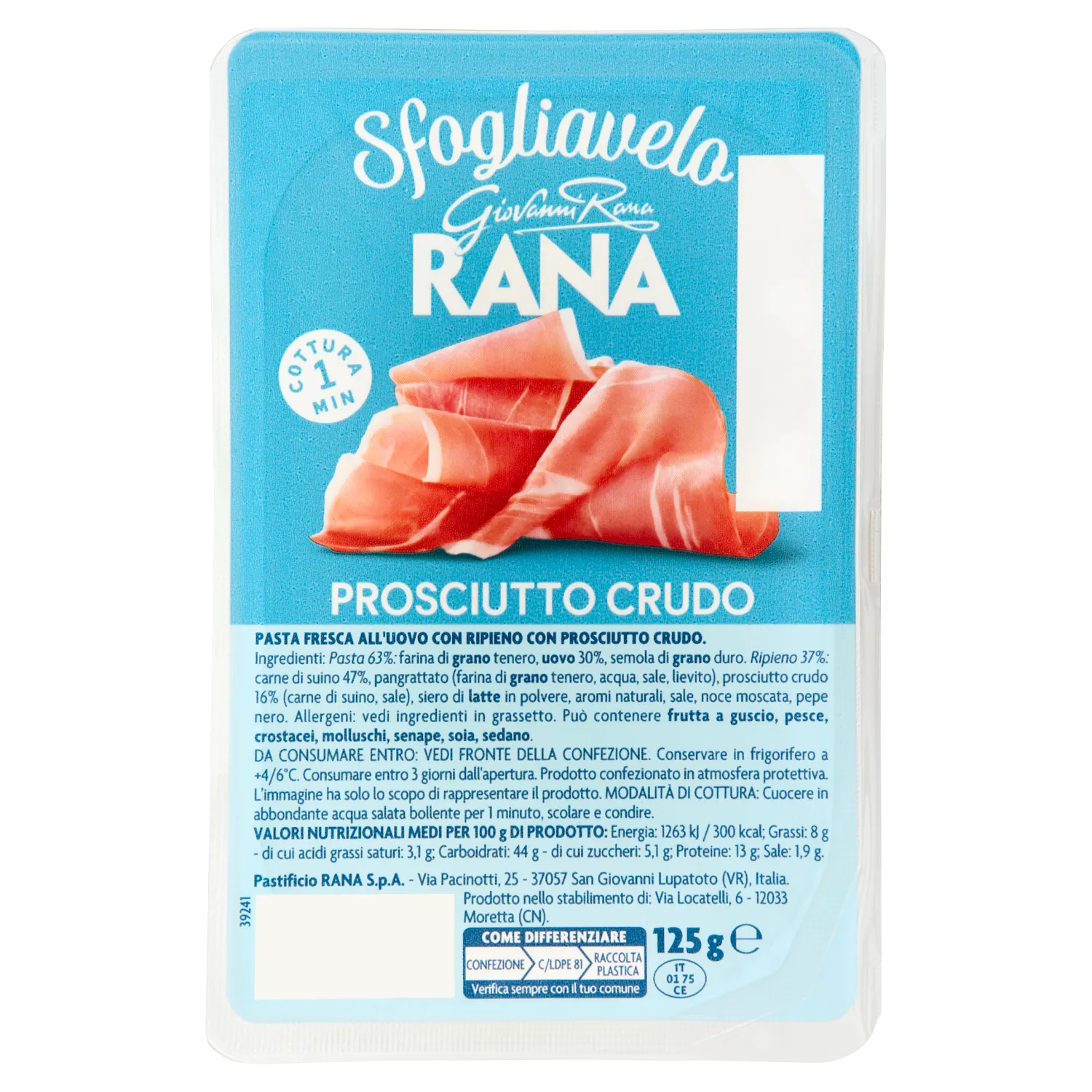 RANA SFOGLIAVELO PROSCIUTTO CRUDO 125 G